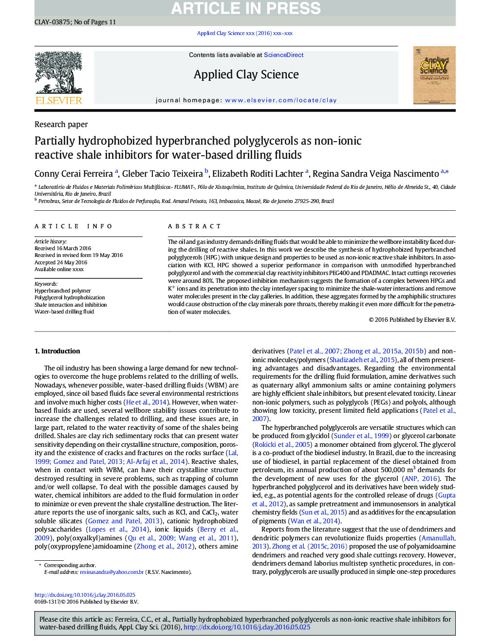 Partially hydrophobized hyperbranched polyglycerols as non-ionic reactive shale inhibitors for water-based drilling fluids