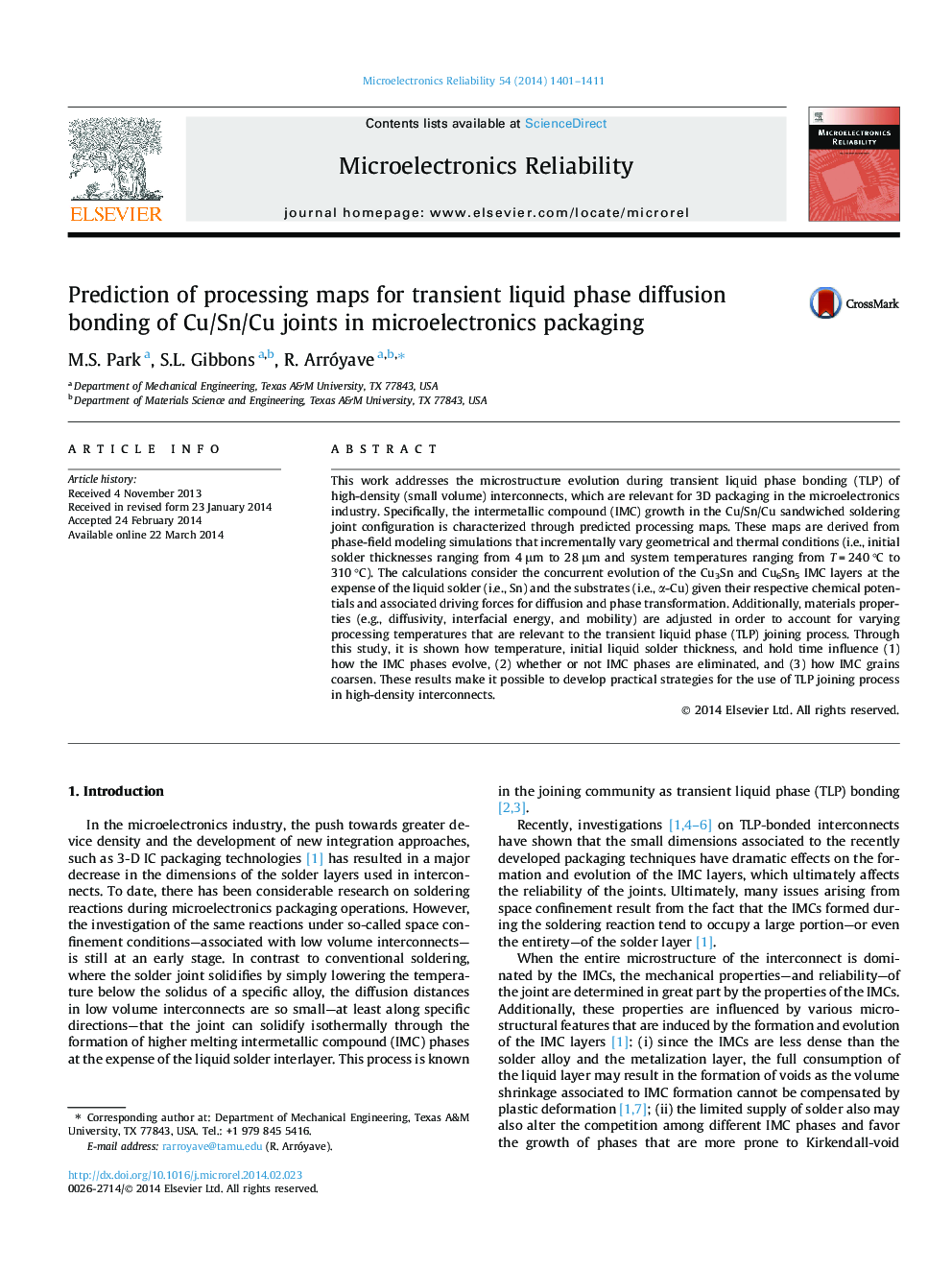 Prediction of processing maps for transient liquid phase diffusion bonding of Cu/Sn/Cu joints in microelectronics packaging