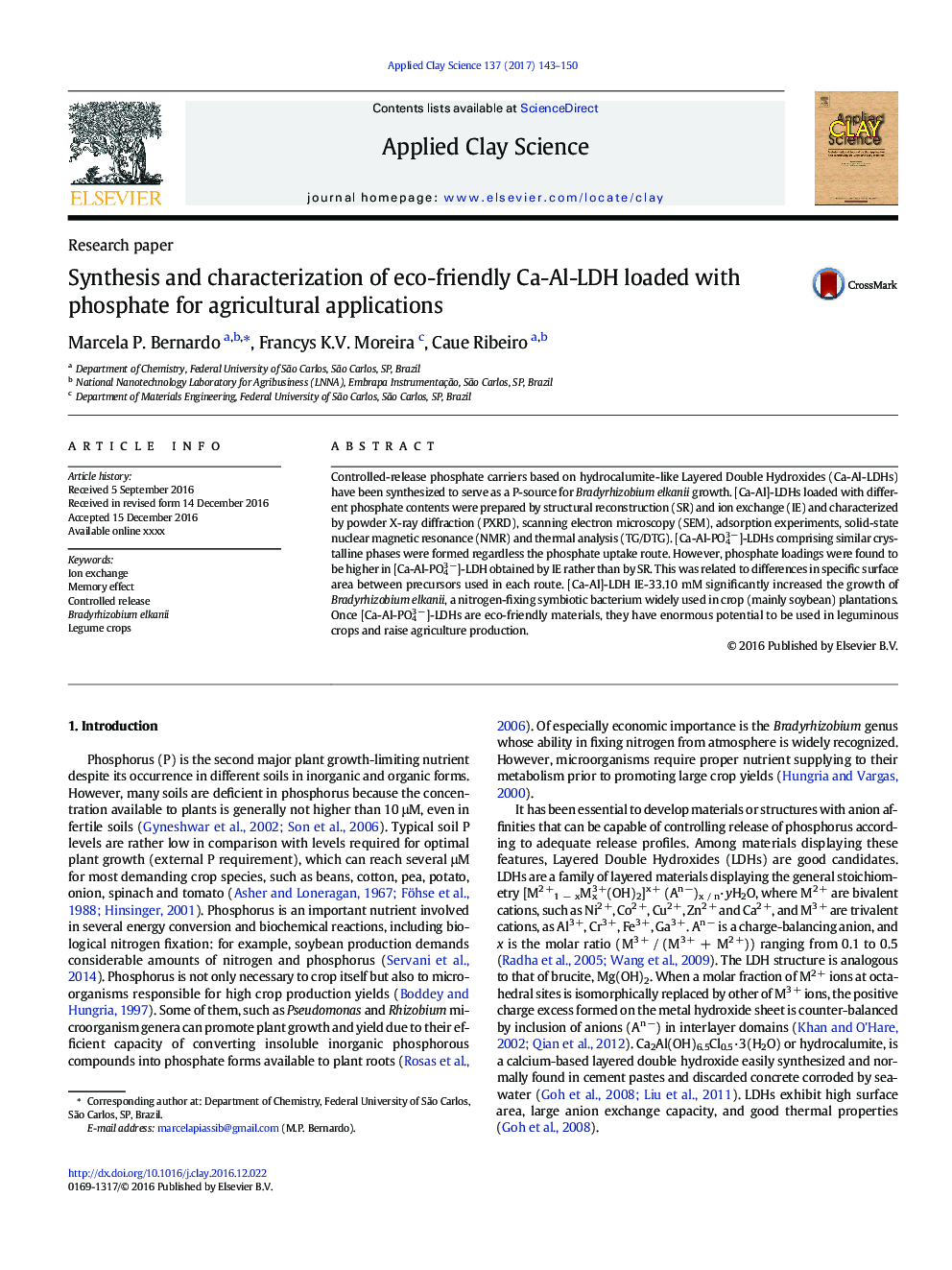 Synthesis and characterization of eco-friendly Ca-Al-LDH loaded with phosphate for agricultural applications