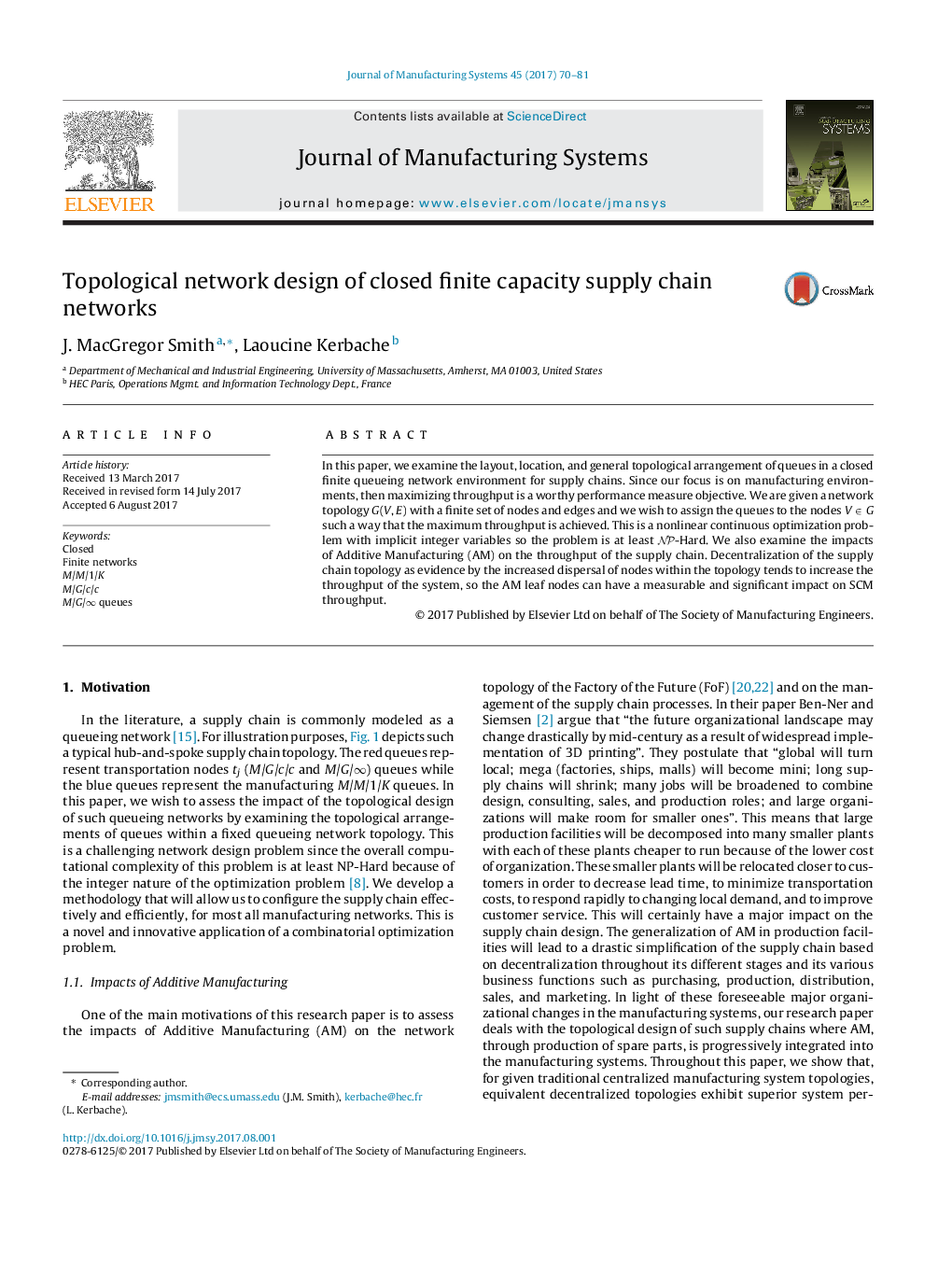 Topological network design of closed finite capacity supply chain networks