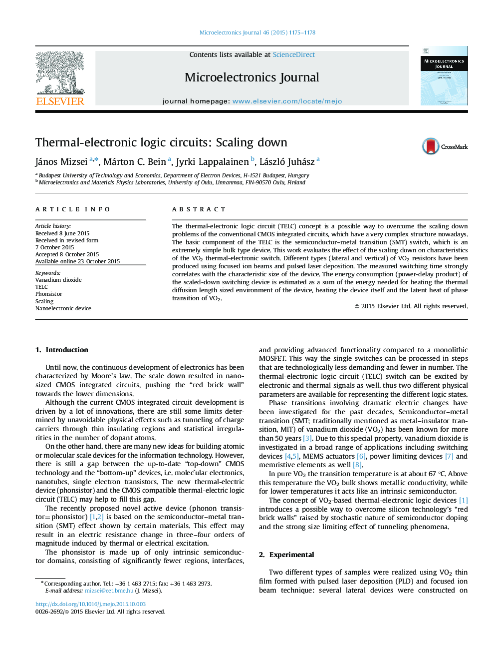 Thermal-electronic logic circuits: Scaling down