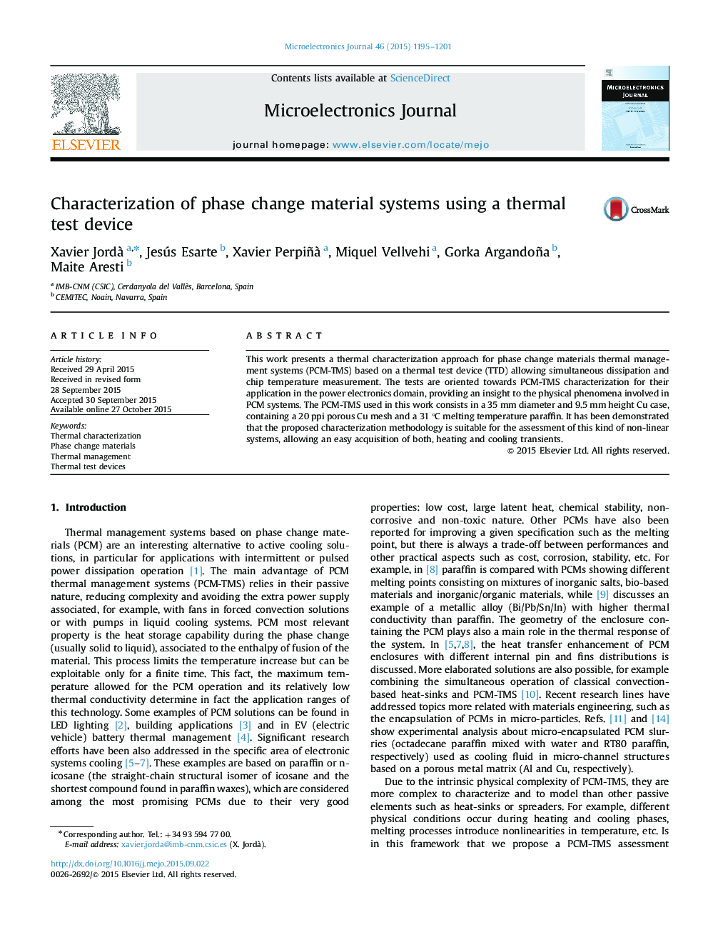 Characterization of phase change material systems using a thermal test device