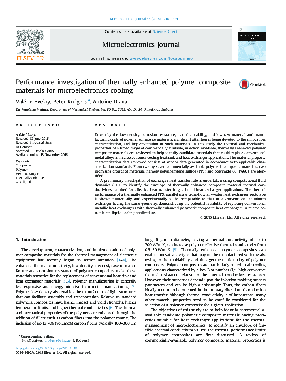 Performance investigation of thermally enhanced polymer composite materials for microelectronics cooling