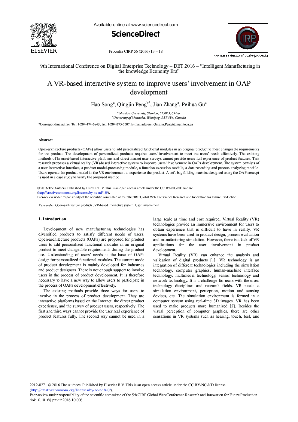 A VR-based Interactive System to Improve Users' Involvement in OAP Development