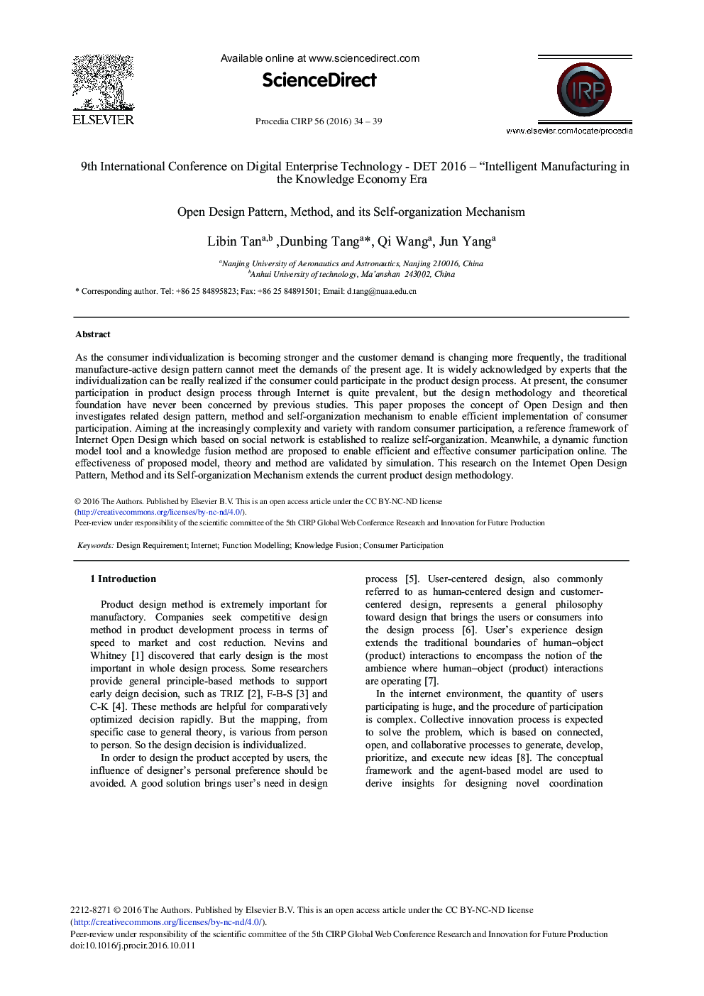 Open Design Pattern, Method, and its Self-organization Mechanism