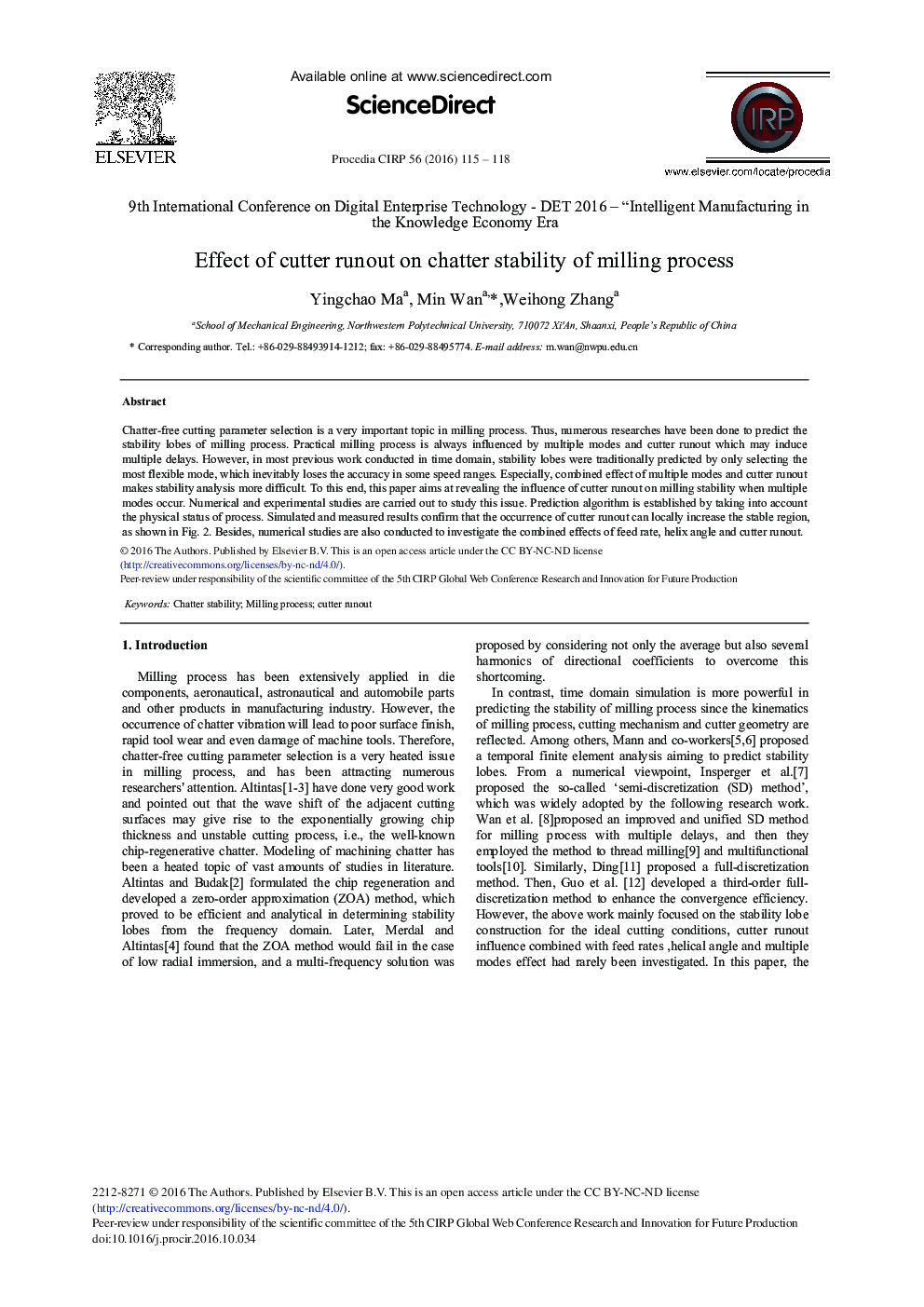 Effect of Cutter Runout on Chatter Stability of Milling Process