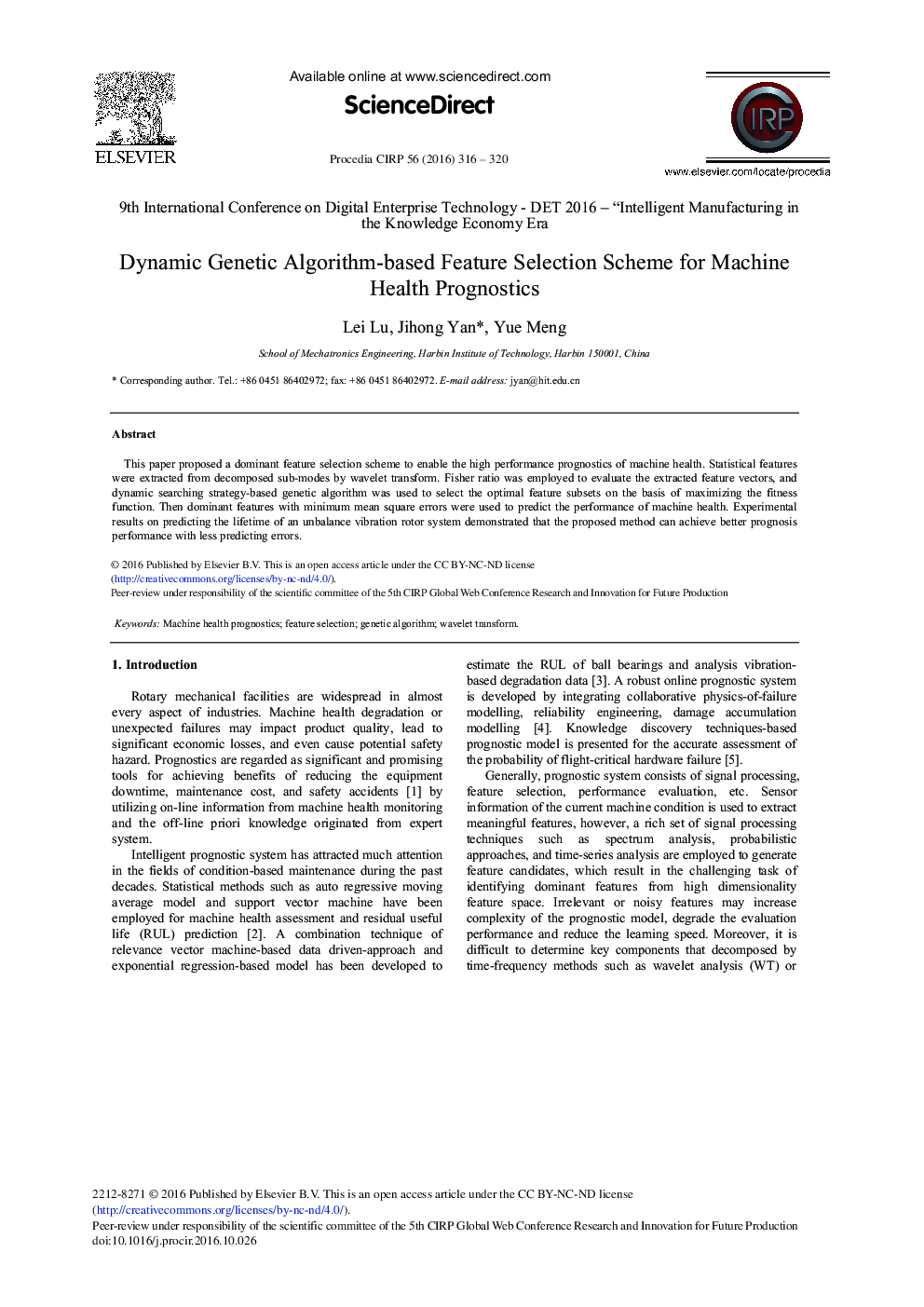 Dynamic Genetic Algorithm-based Feature Selection Scheme for Machine Health Prognostics