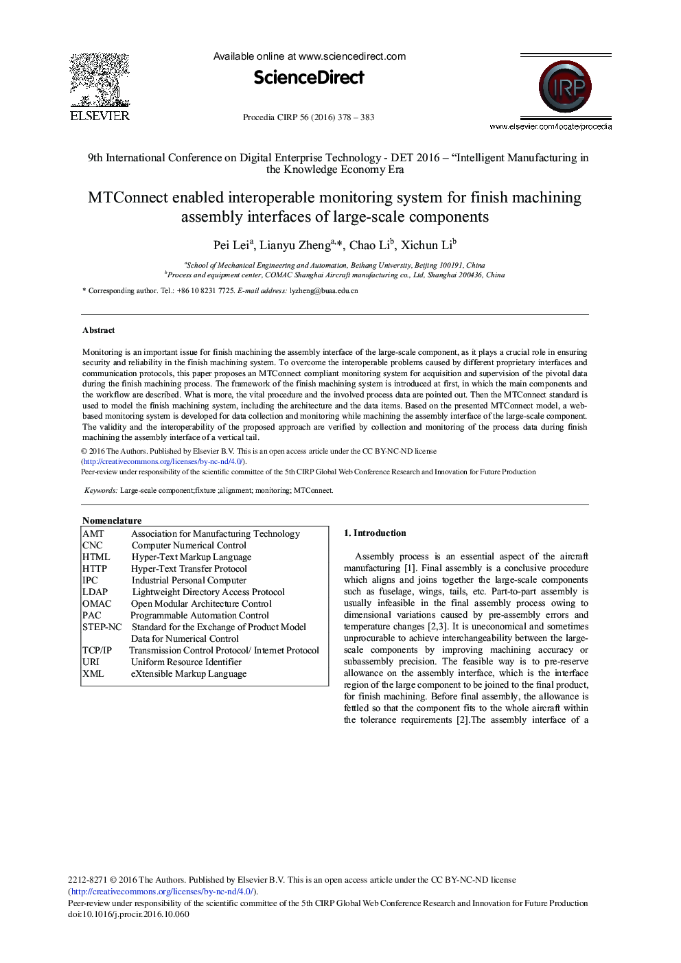 MTConnect Enabled Interoperable Monitoring System for Finish Machining Assembly Interfaces of Large-scale Components