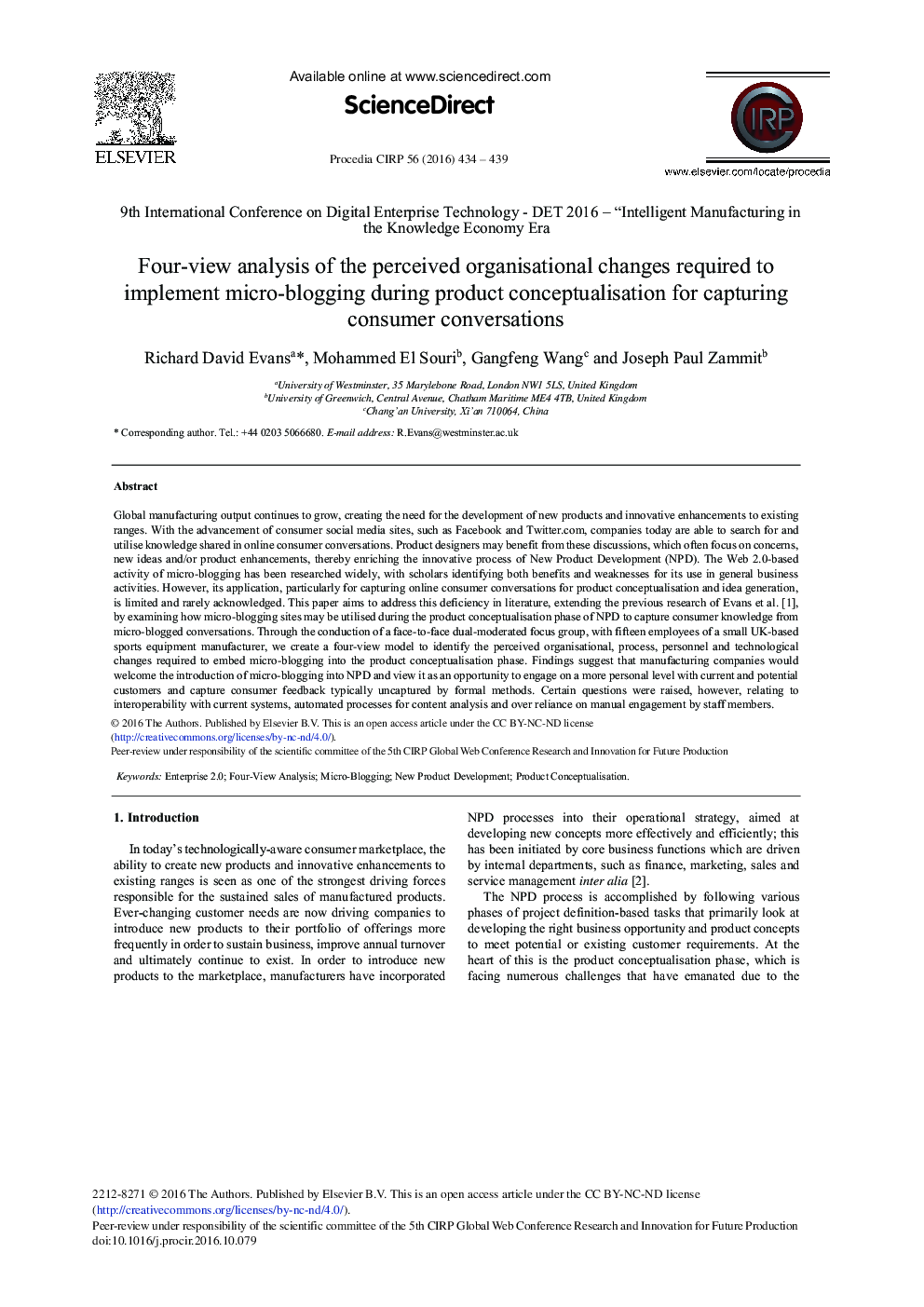 Four-view Analysis of the Perceived Organisational Changes Required to Implement Micro-blogging During Product Conceptualisation for Capturing Consumer Conversations