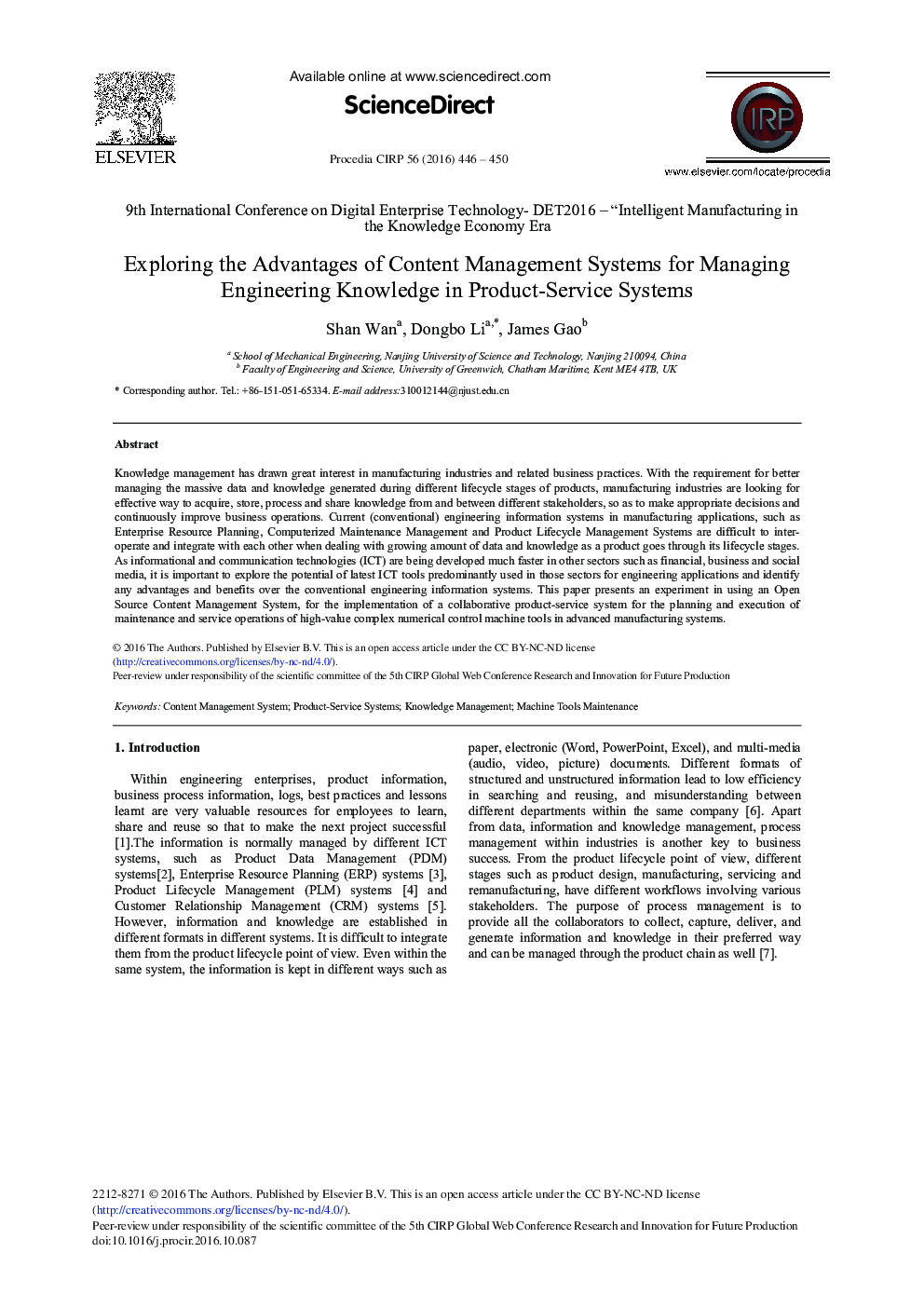 Exploring the Advantages of Content Management Systems for Managing Engineering Knowledge in Product-service Systems