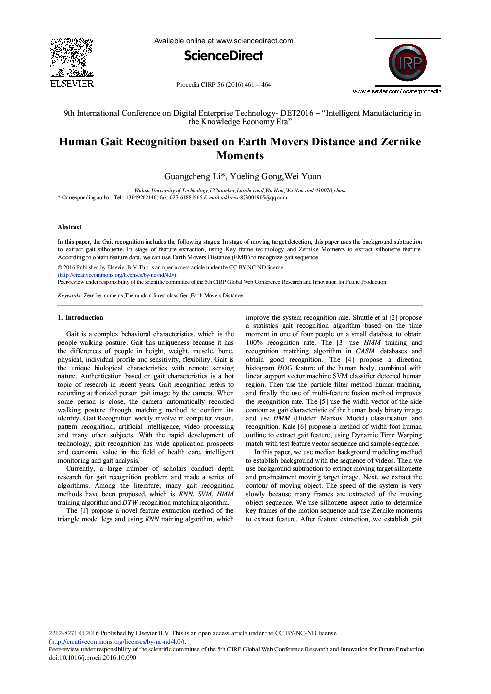 Human Gait Recognition based on Earth Movers Distance and Zernike Moments