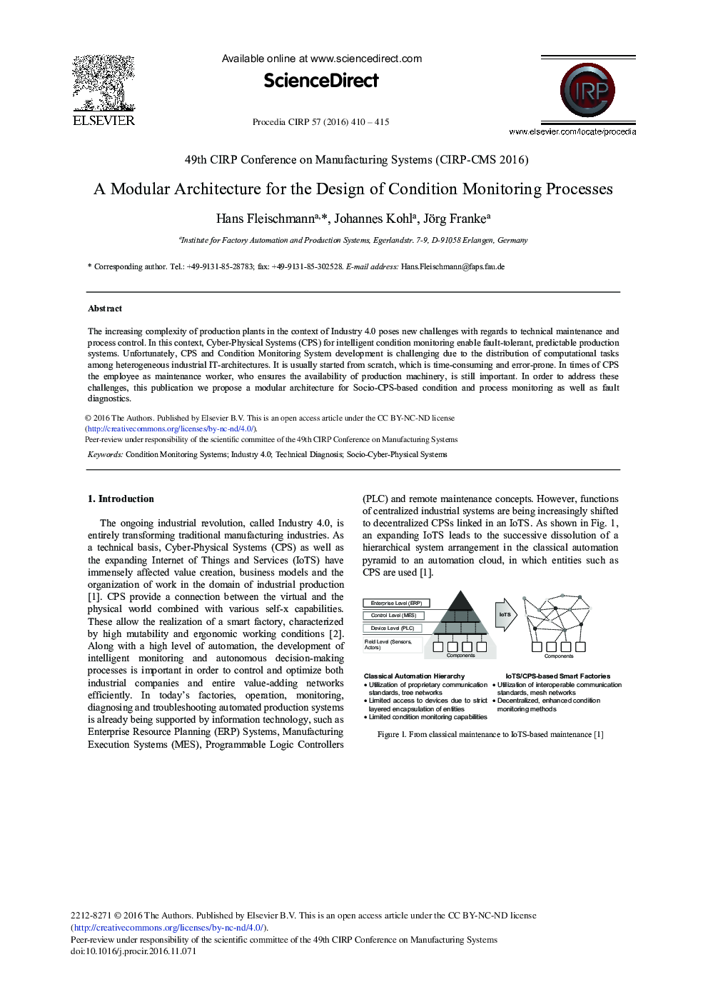 A Modular Architecture for the Design of Condition Monitoring Processes