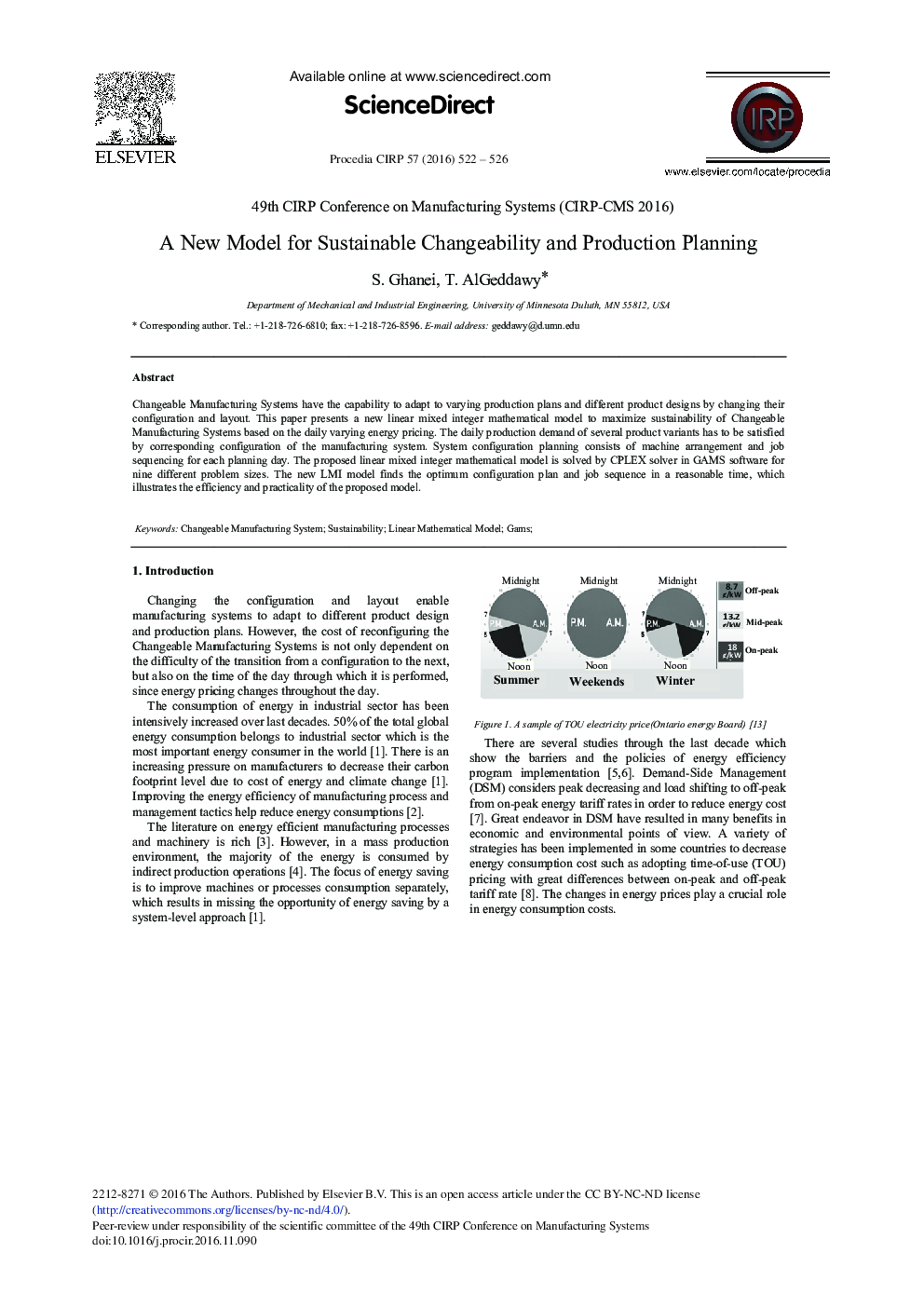 A New Model for Sustainable Changeability and Production Planning