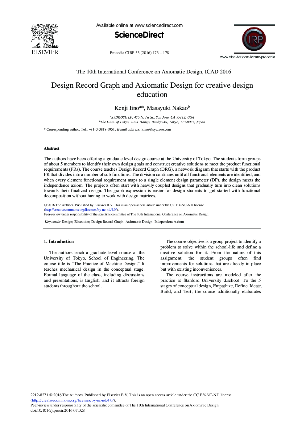 Design Record Graph and Axiomatic Design for Creative Design Education