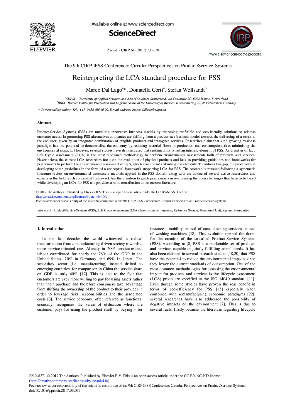 Reinterpreting the LCA Standard Procedure for PSS