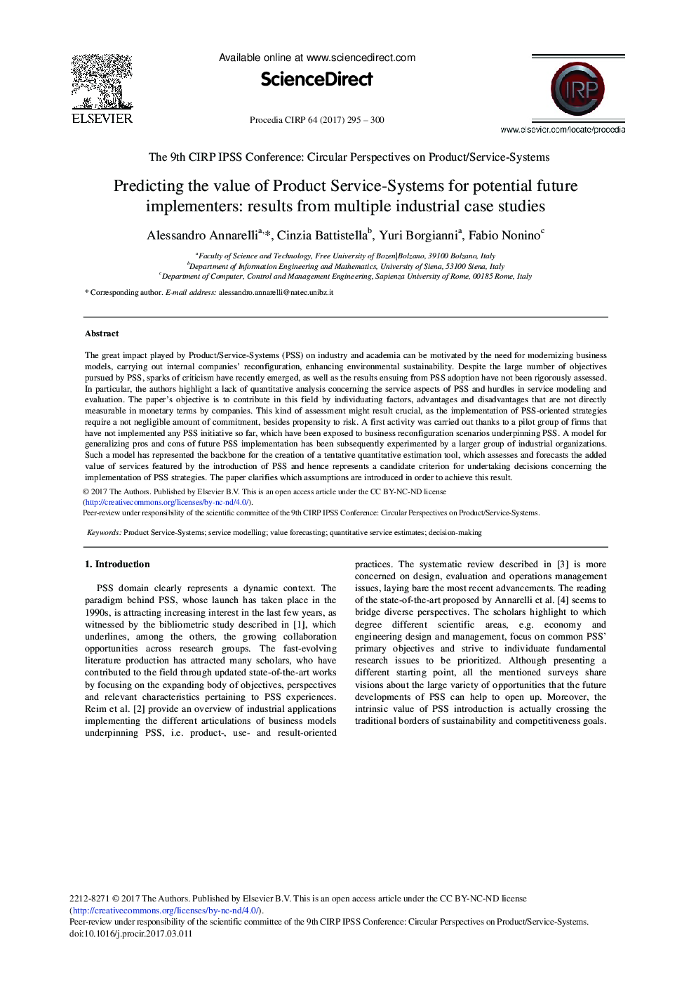 Predicting the Value of Product Service-Systems for Potential Future Implementers: Results from Multiple Industrial Case Studies