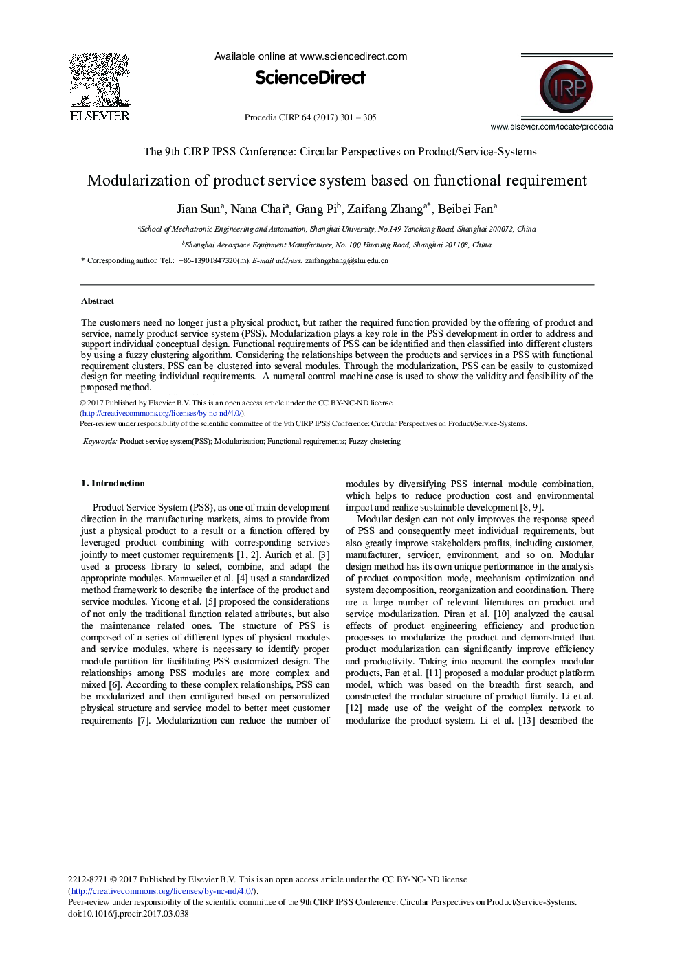 Modularization of Product Service System Based on Functional Requirement