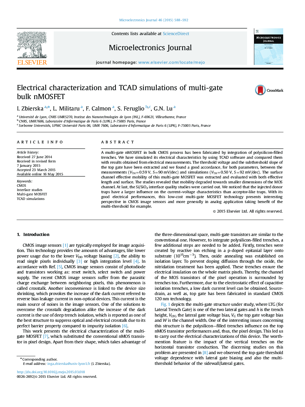 Electrical characterization and TCAD simulations of multi-gate bulk nMOSFET