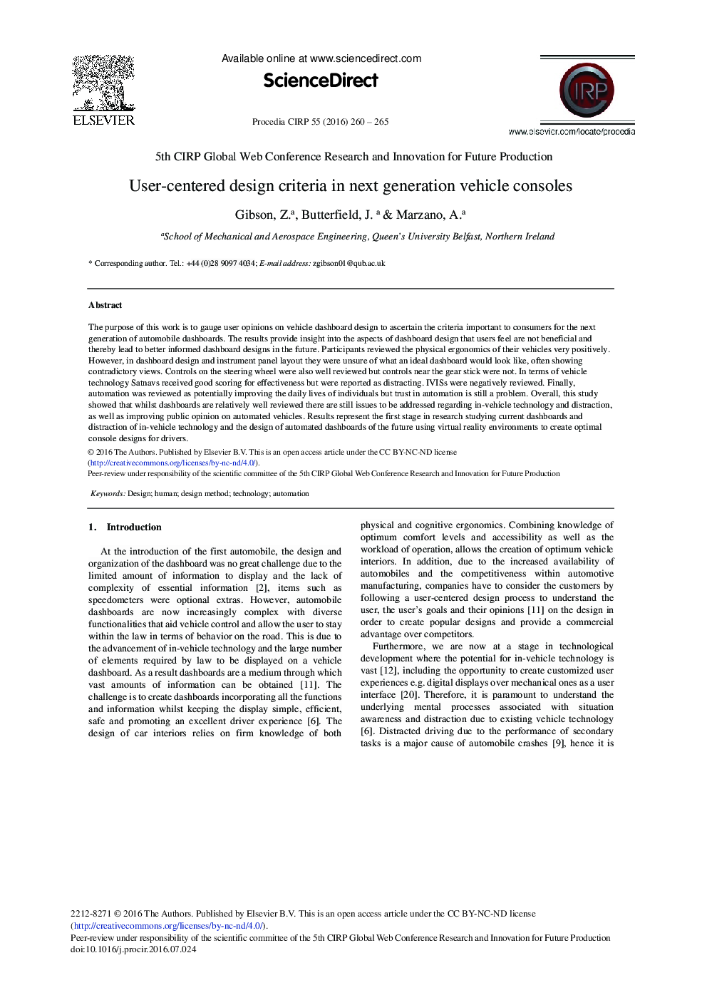 User-centered Design Criteria in Next Generation Vehicle Consoles