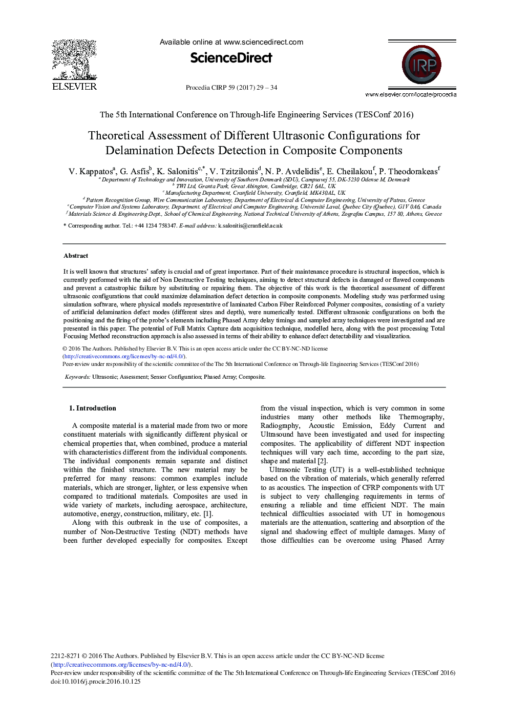 Theoretical Assessment of Different Ultrasonic Configurations for Delamination Defects Detection in Composite Components