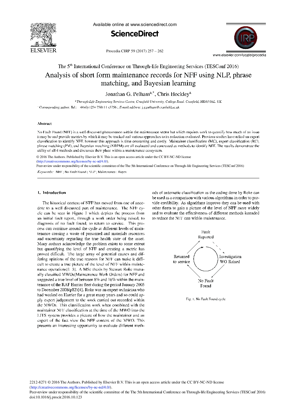 Analysis of Short form Maintenance Records for NFF Using NLP, Phrase Matching, and Bayesian Learning