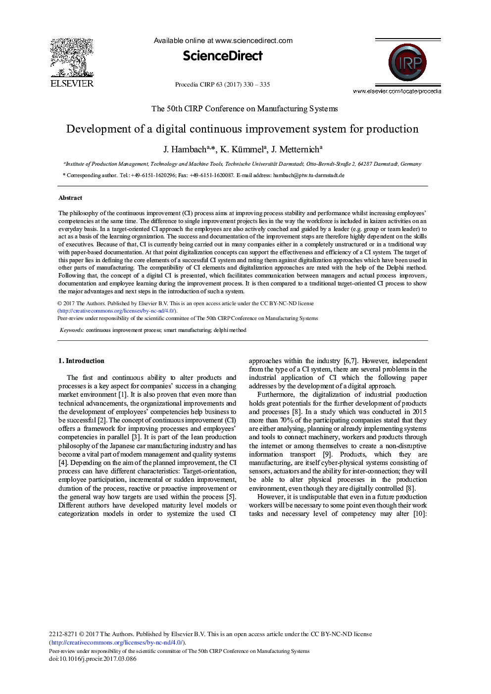 توسعه یک سیستم بهبود مستمر دیجیتال برای تولید 