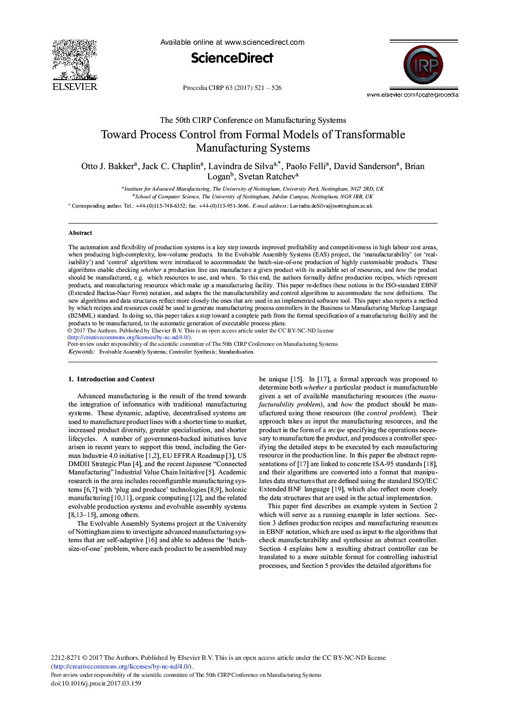 Toward Process Control from Formal Models of Transformable Manufacturing Systems