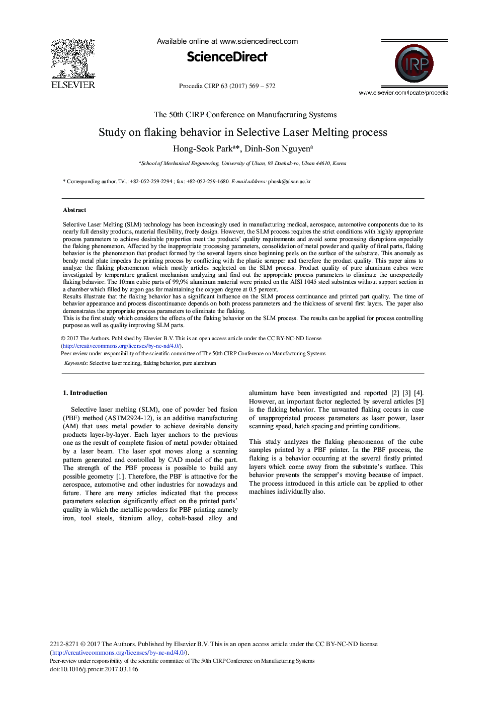 Study on Flaking Behavior in Selective Laser Melting Process