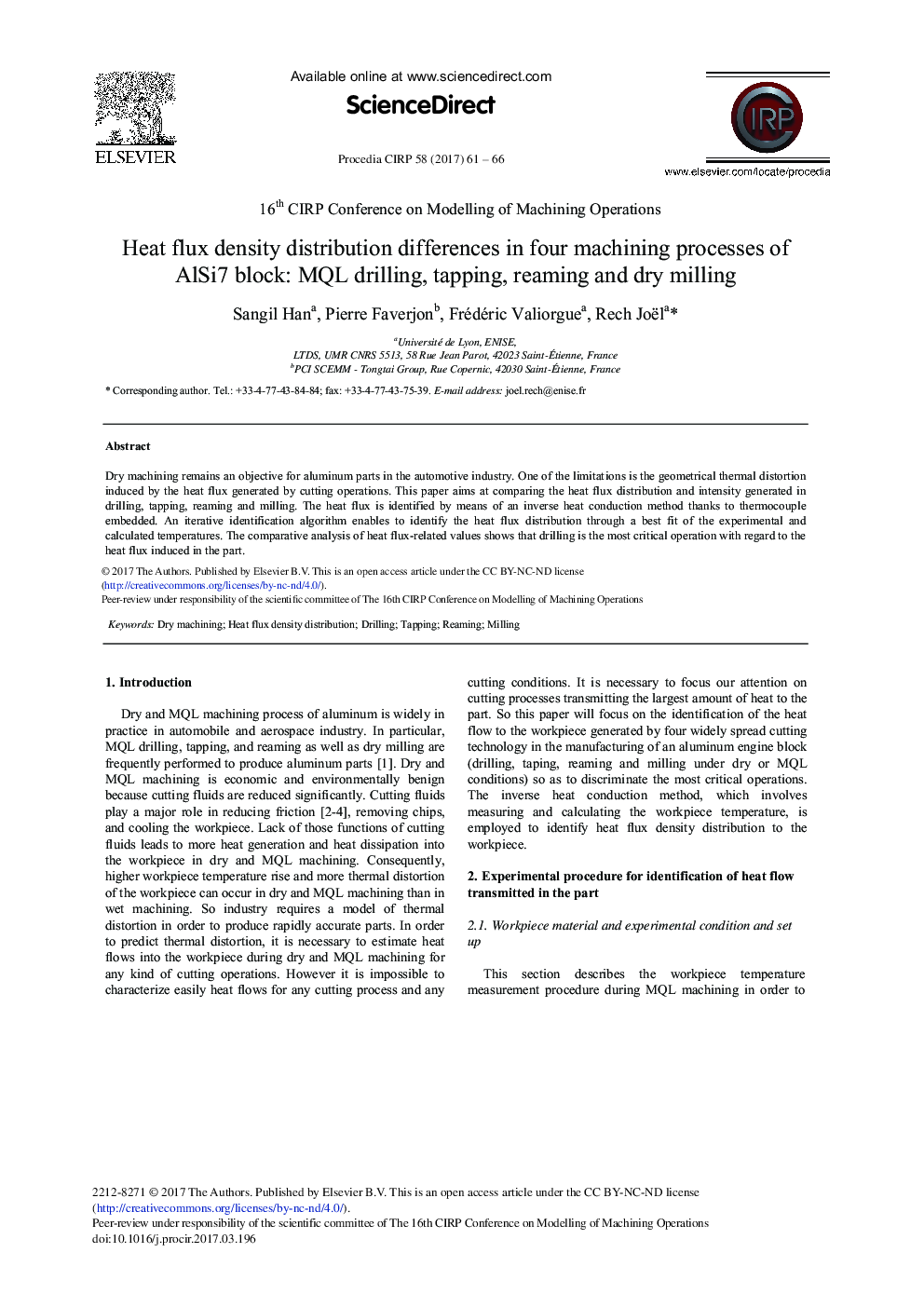 Heat Flux Density Distribution Differences in Four Machining Processes of AlSi7 Block: MQL Drilling, Tapping, Reaming and Dry Milling