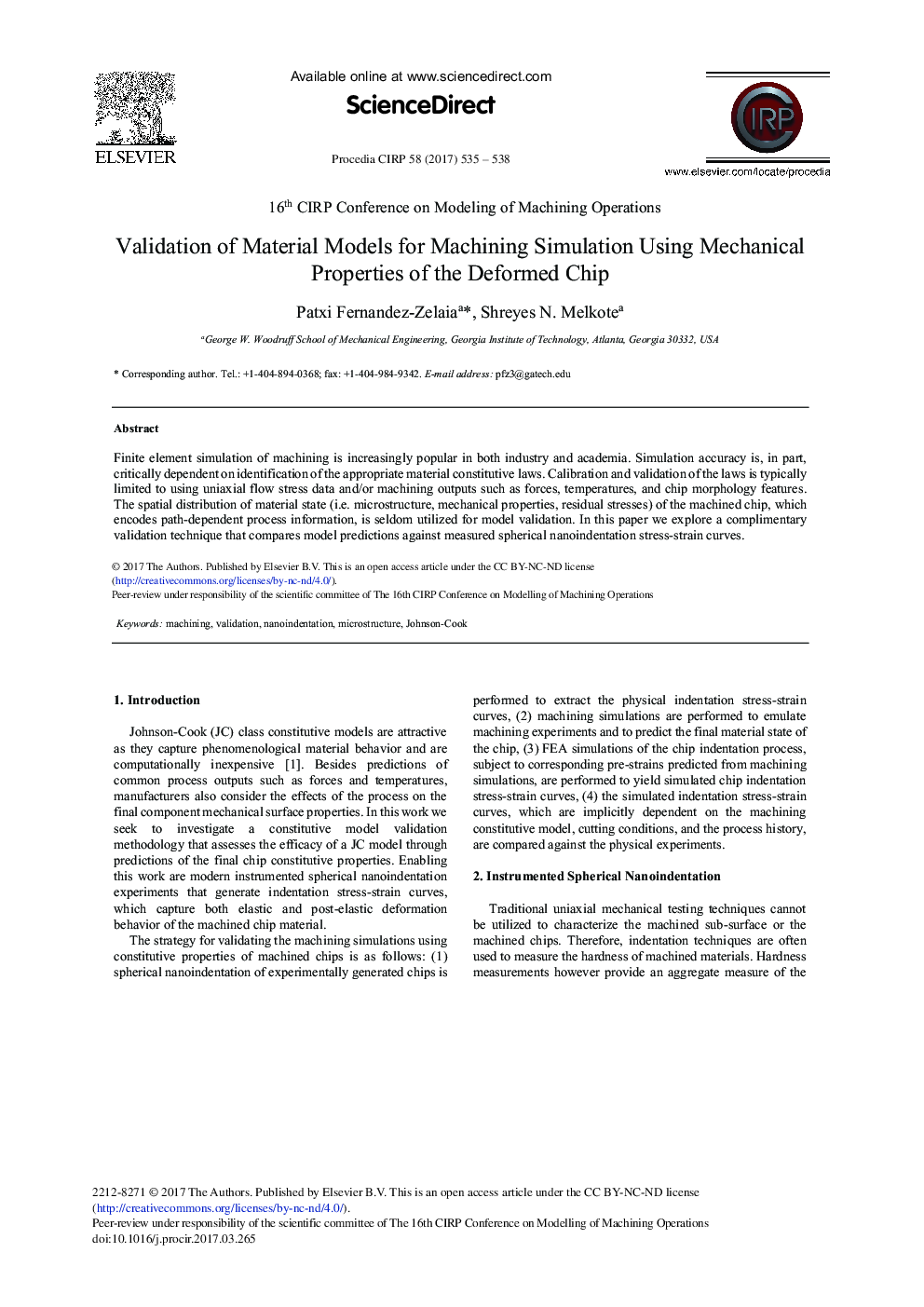 اعتبار سنجی مدل های مواد برای شبیه سازی ماشینکاری با استفاده از خواص مکانیکی تراشه های شکل پذیر 
