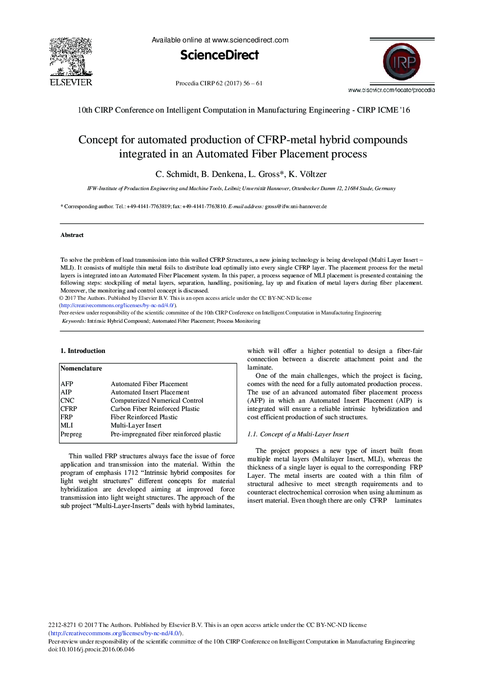 Concept for Automated Production of CFRP-metal Hybrid Compounds Integrated in an Automated Fiber Placement Process