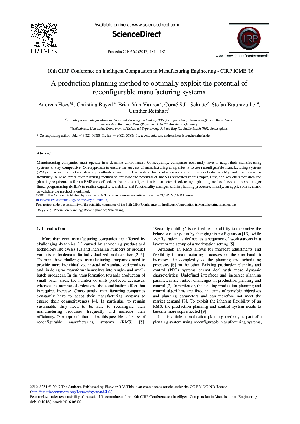 A Production Planning Method to Optimally Exploit the Potential of Reconfigurable Manufacturing Systems