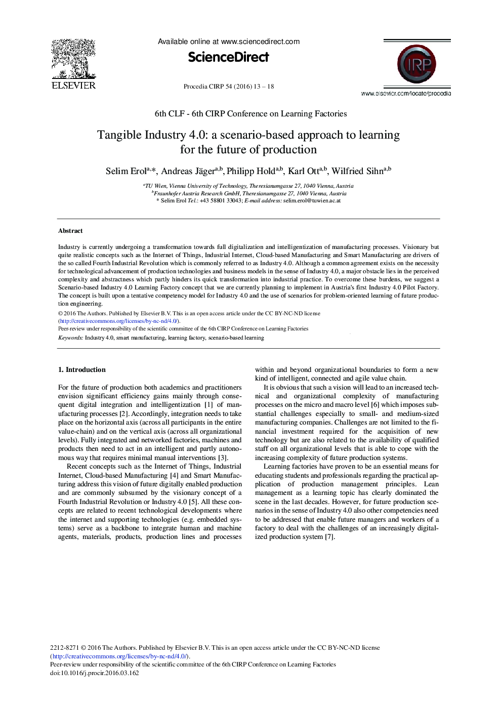 Tangible Industry 4.0: A Scenario-Based Approach to Learning for the Future of Production