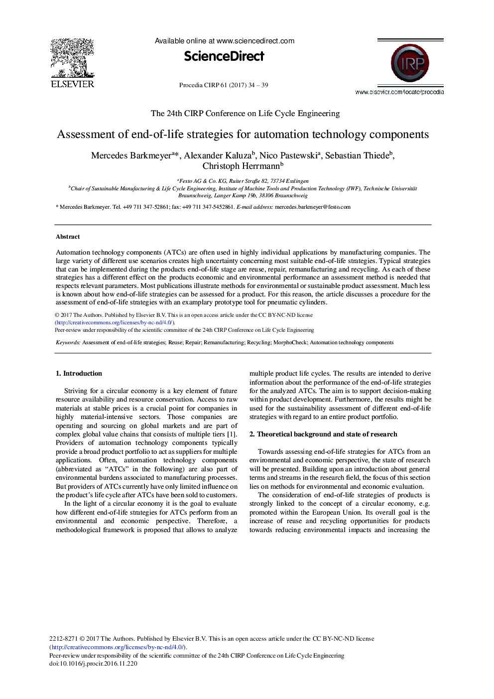 Assessment of End-of-life Strategies for Automation Technology Components