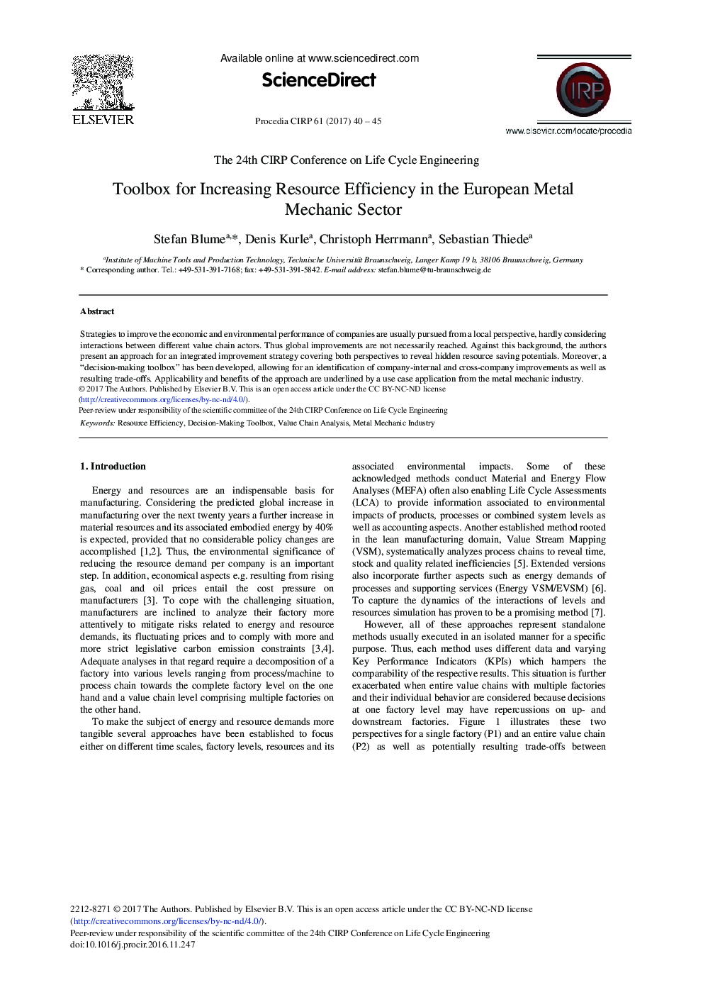 Toolbox for Increasing Resource Efficiency in the European Metal Mechanic Sector