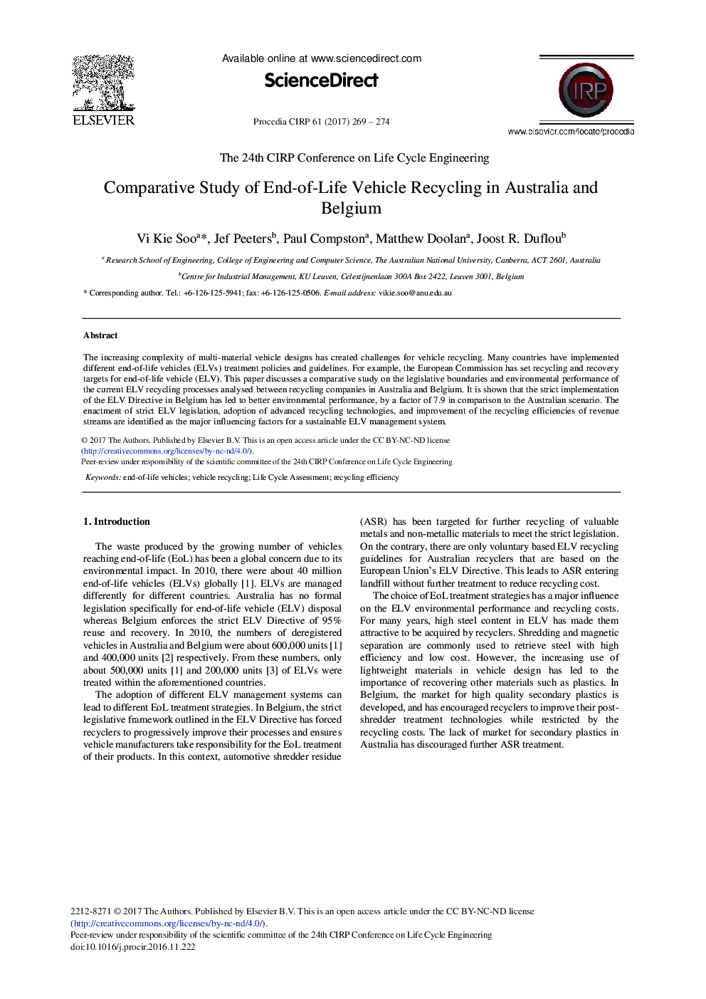بررسی مقایسه ای از بازیافت وسیله نقلیه در استرالیا و بلژیک 