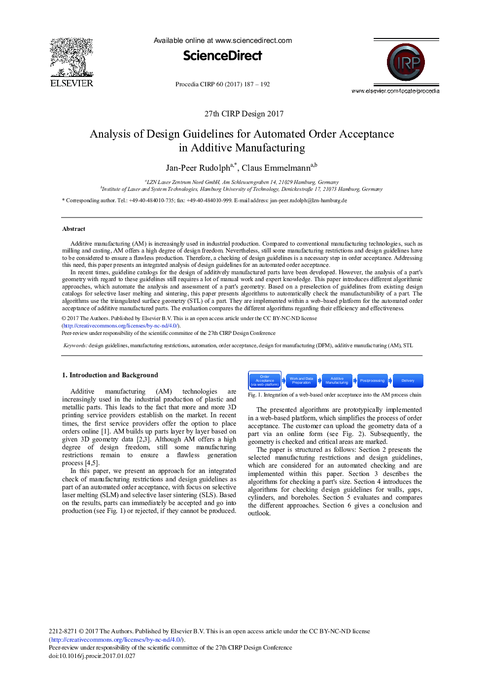 Analysis of Design Guidelines for Automated Order Acceptance in Additive Manufacturing