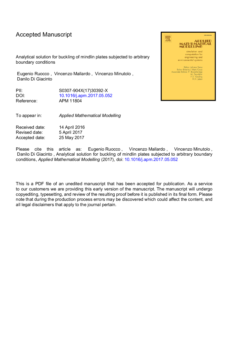 Analytical solution for buckling of Mindlin plates subjected to arbitrary boundary conditions