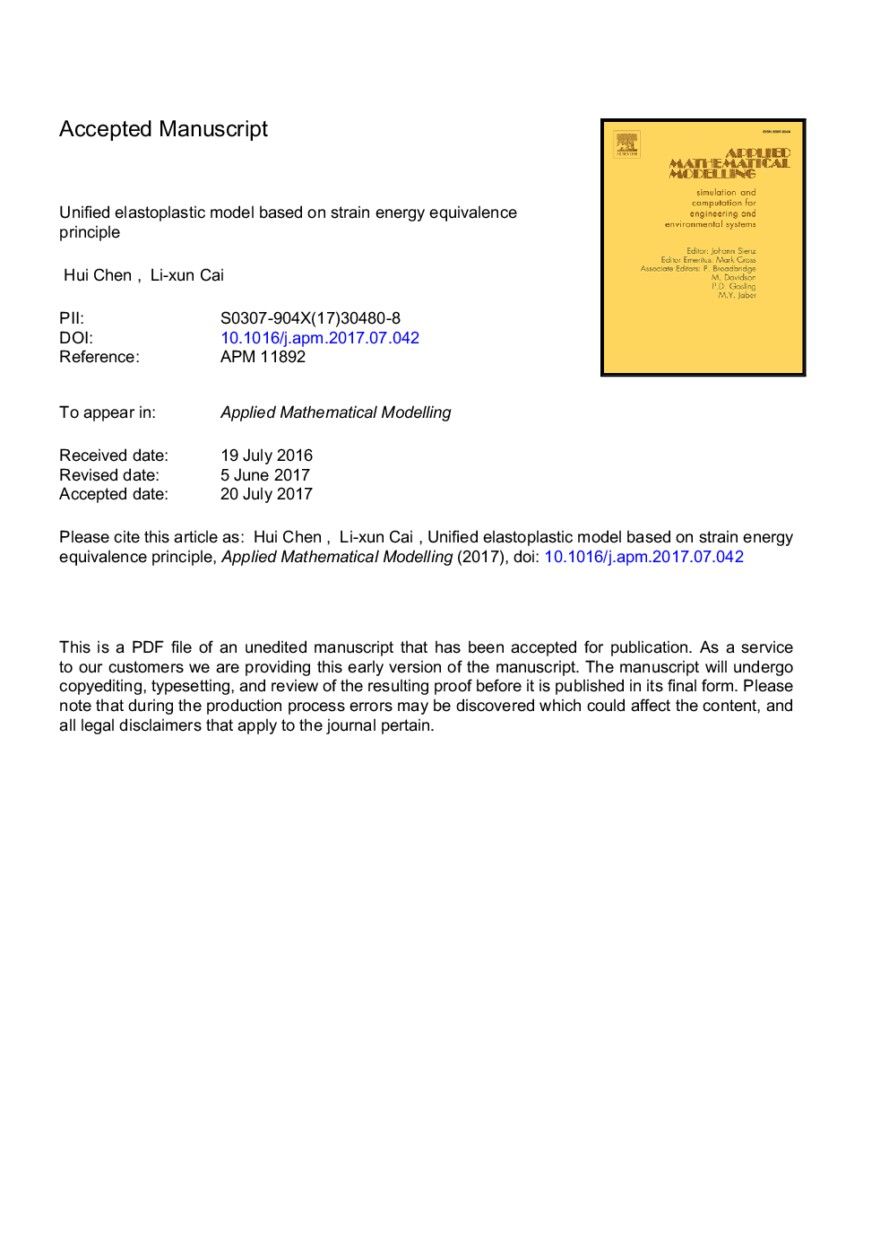 Unified elastoplastic model based on a strain energy equivalence principle