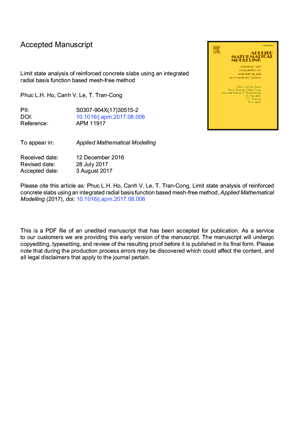 Limit state analysis of reinforced concrete slabs using an integrated radial basis function based mesh-free method