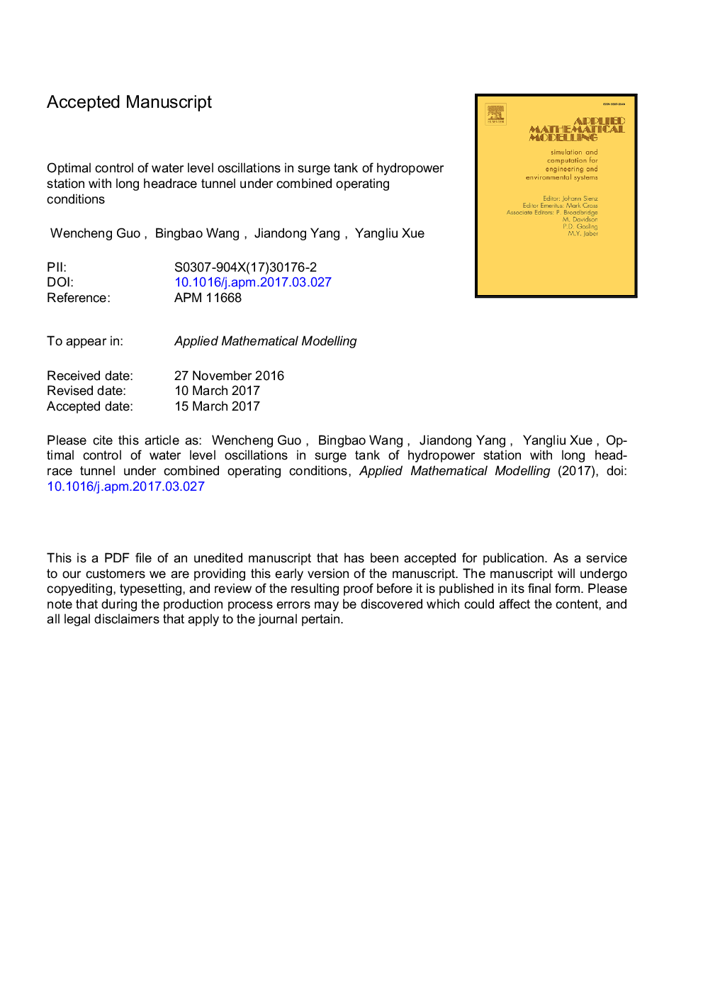 Optimal control of water level oscillations in surge tank of hydropower station with long headrace tunnel under combined operating conditions