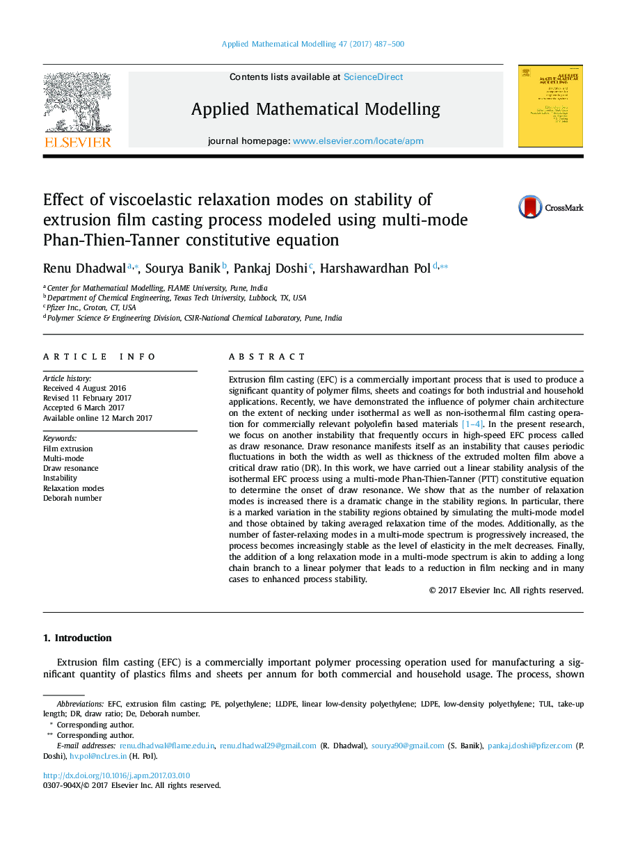 Effect of viscoelastic relaxation modes on stability of extrusion film casting process modeled using multi-mode Phan-Thien-Tanner constitutive equation