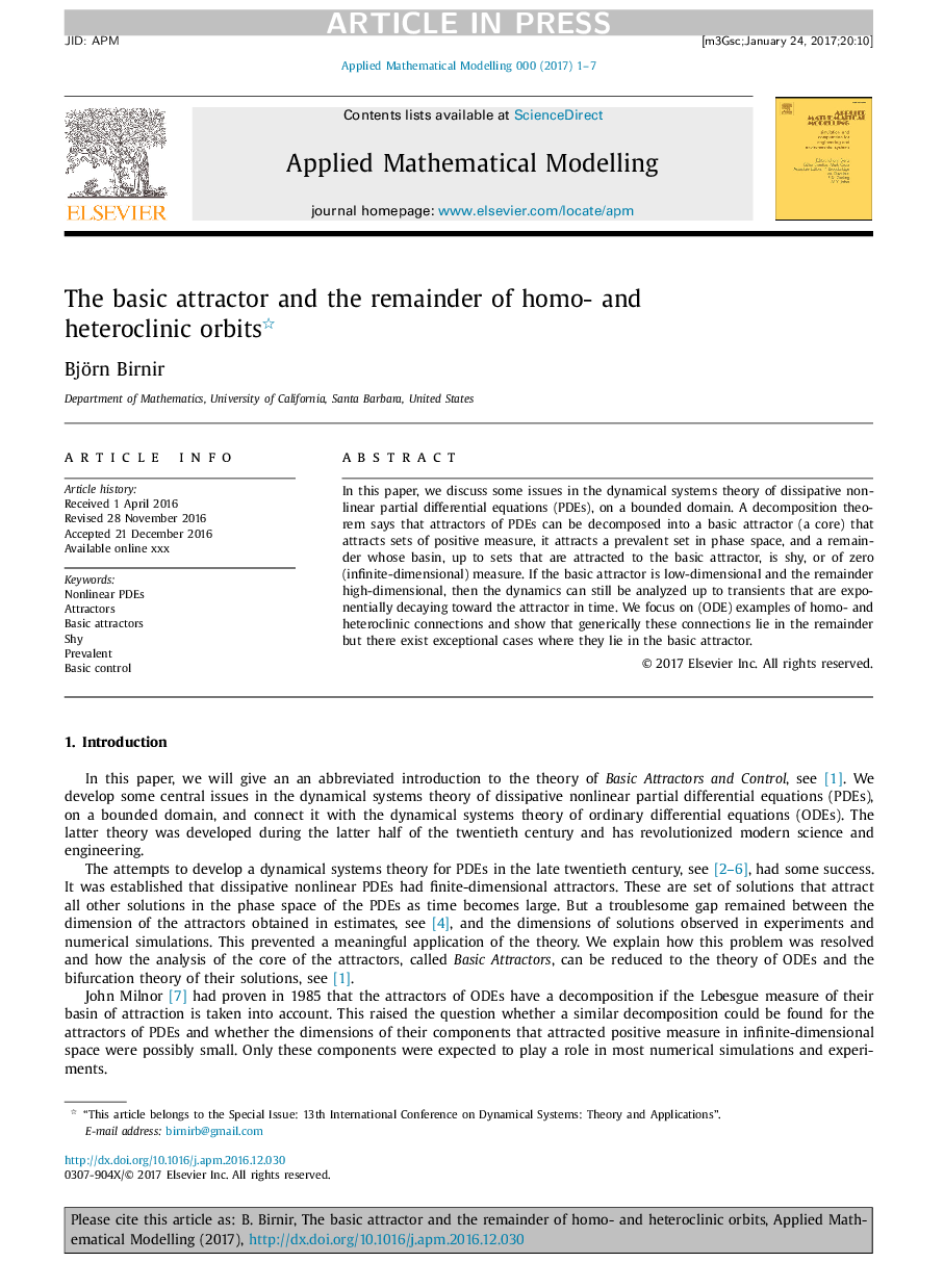 The basic attractor and the remainder of homo- and heteroclinic orbits