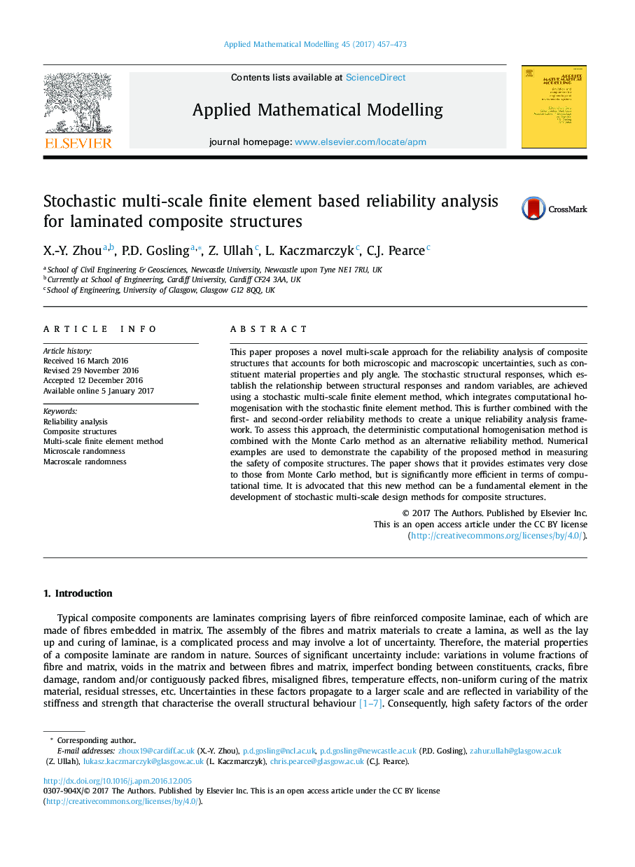 Stochastic multi-scale finite element based reliability analysis for laminated composite structures