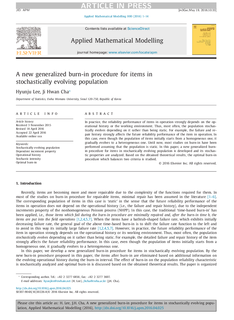 A new generalized burn-in procedure for items in stochastically evolving population
