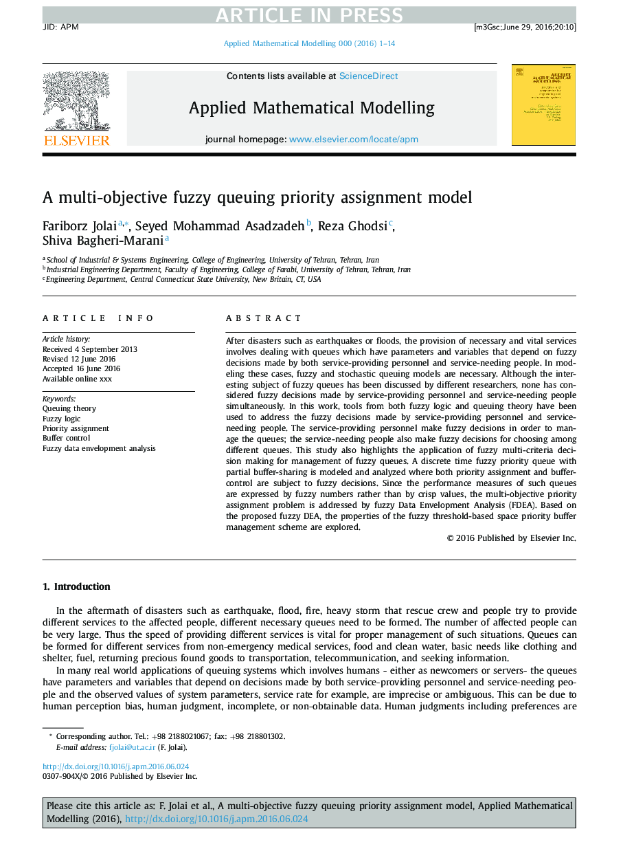 A multi-objective fuzzy queuing priority assignment model
