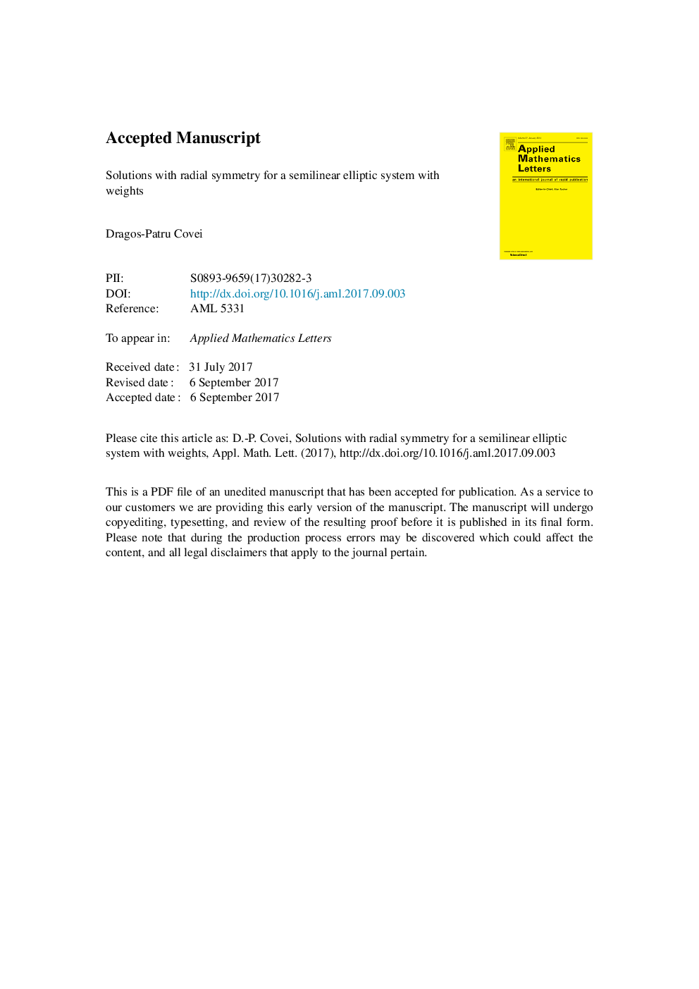 Solutions with radial symmetry for a semilinear elliptic system with weights