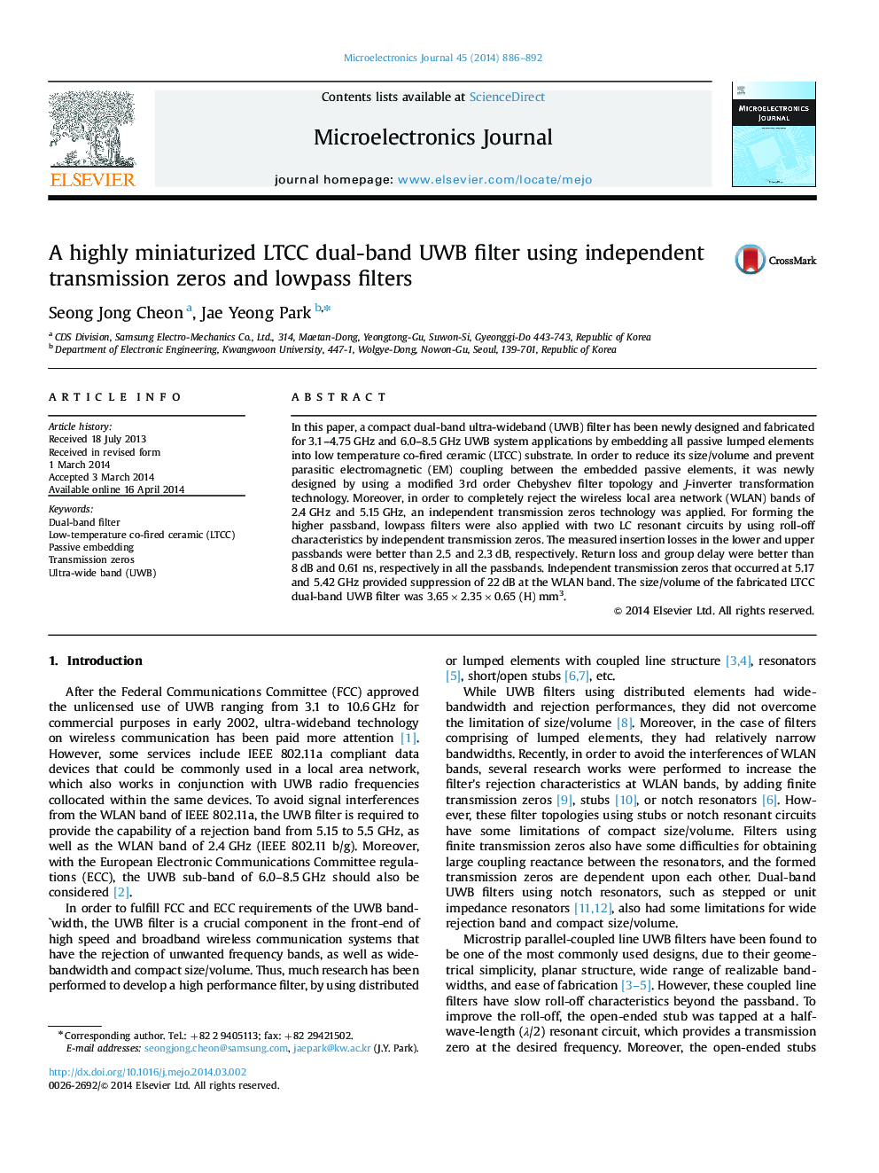 A highly miniaturized LTCC dual-band UWB filter using independent transmission zeros and lowpass filters