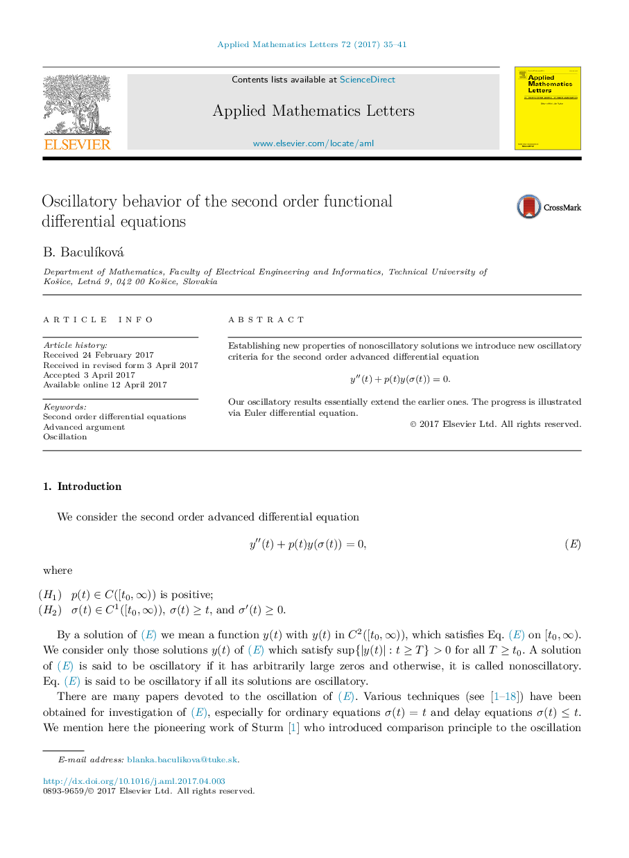 Oscillatory behavior of the second order functional differential equations