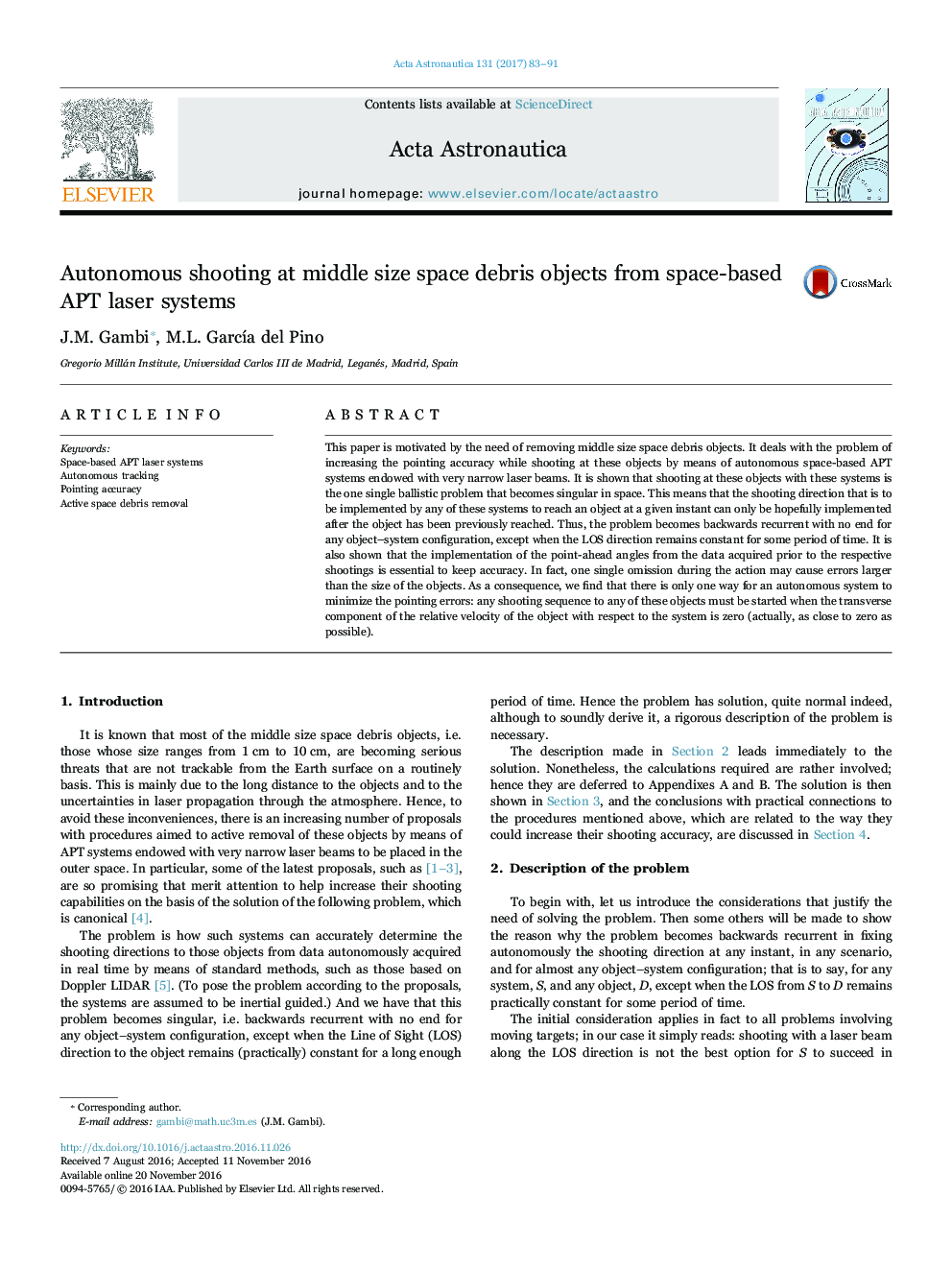 Autonomous shooting at middle size space debris objects from space-based APT laser systems